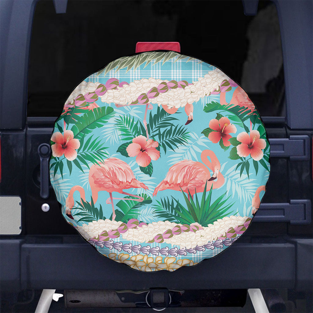 Flamingo Hawaii Summer Spare Tire Cover Hawaiian Lei Pakala Motifs Tropical Style