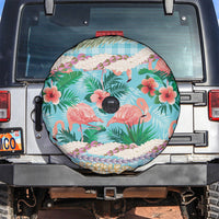 Flamingo Hawaii Summer Spare Tire Cover Hawaiian Lei Pakala Motifs Tropical Style