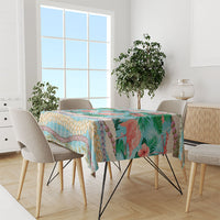 Flamingo Hawaii Summer Tablecloth Hawaiian Lei Pakala Motifs Tropical Style