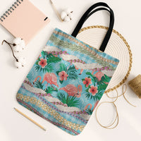 Flamingo Hawaii Summer Tote Bag Hawaiian Lei Pakala Motifs Tropical Style