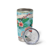 Flamingo Hawaii Summer Tumbler Cup Hawaiian Lei Pakala Motifs Tropical Style