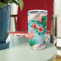 Flamingo Hawaii Summer Tumbler Cup Hawaiian Lei Pakala Motifs Tropical Style