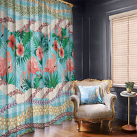 Flamingo Hawaii Summer Window Curtain Hawaiian Lei Pakala Motifs Tropical Style