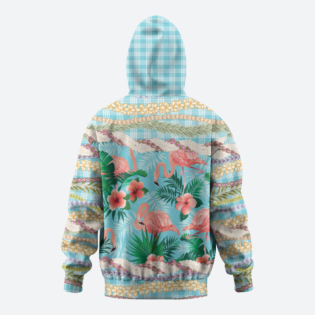 Flamingo Hawaii Summer Zip Hoodie Hawaiian Lei Pakala Motifs Tropical Style