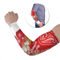 New Zealand Christmas In July Personalised Arm Sleeves Funny Santa Sheep Meri Kirihimete Red
