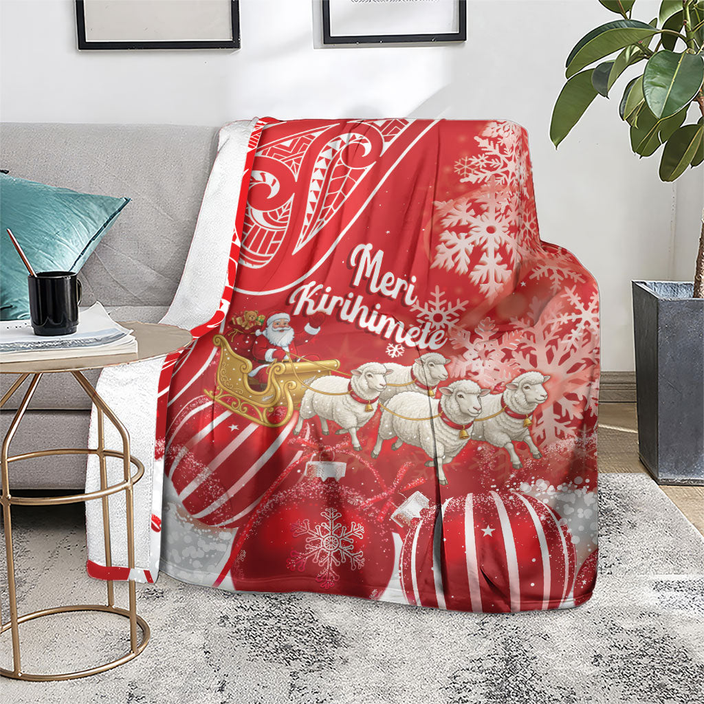 New Zealand Christmas In July Blanket Funny Santa Sheep Meri Kirihimete Red