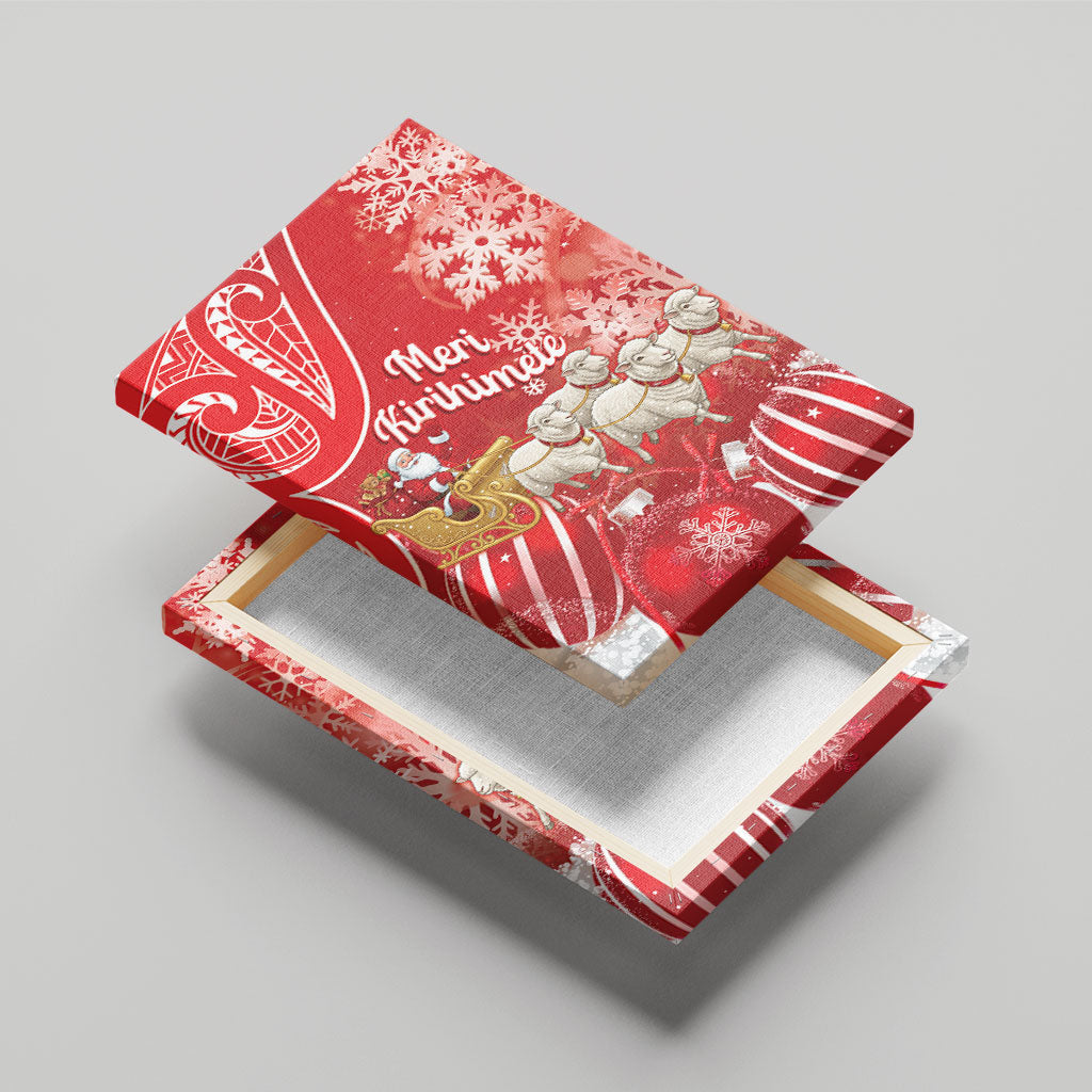 New Zealand Christmas In July Canvas Wall Art Funny Santa Sheep Meri Kirihimete Red