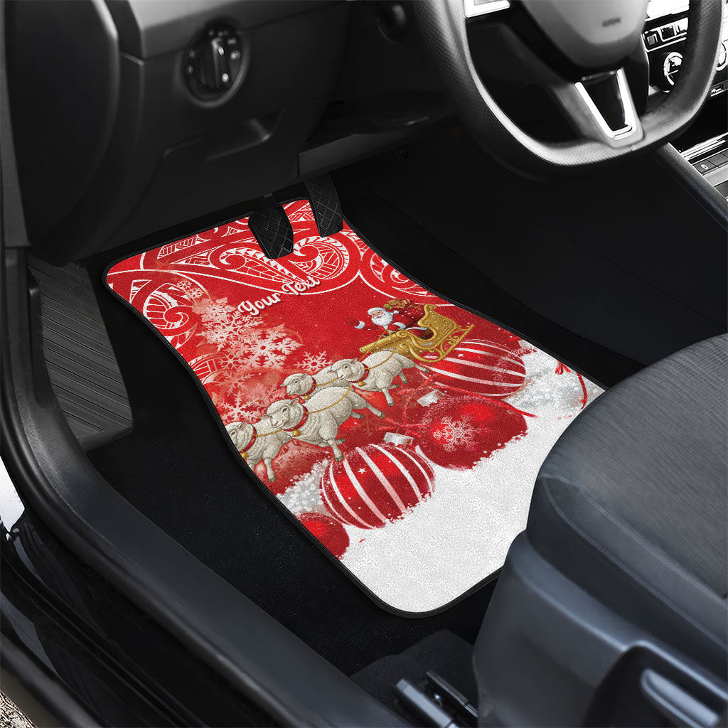 New Zealand Christmas In July Personalised Car Mats Funny Santa Sheep Meri Kirihimete Red