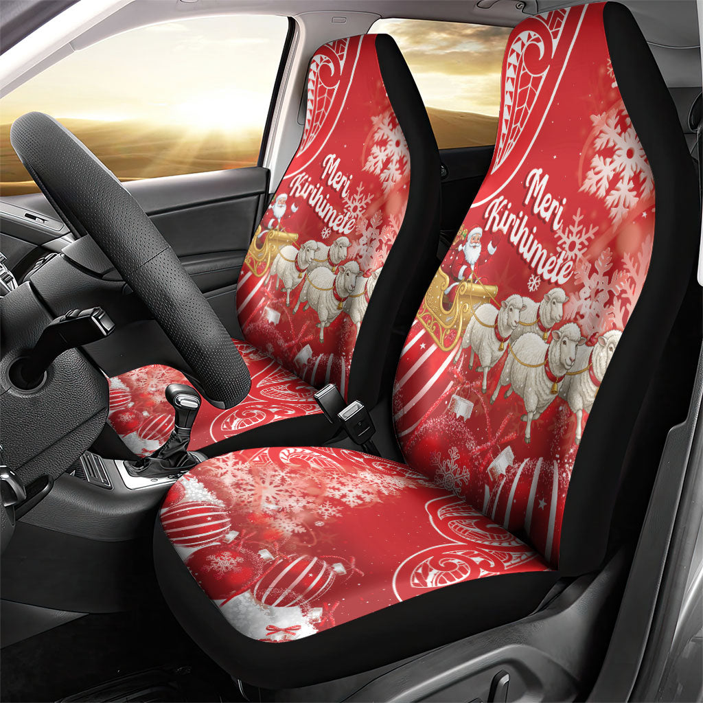 New Zealand Christmas In July Car Seat Cover Funny Santa Sheep Meri Kirihimete Red