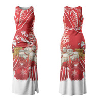 New Zealand Christmas In July Personalised Couples Matching Tank Maxi Dress and Hawaiian Shirt Funny Santa Sheep Meri Kirihimete Red LT14 - Polynesian Pride