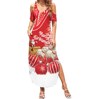 New Zealand Christmas In July Personalised Family Matching Summer Maxi Dress and Hawaiian Shirt Funny Santa Sheep Meri Kirihimete Red