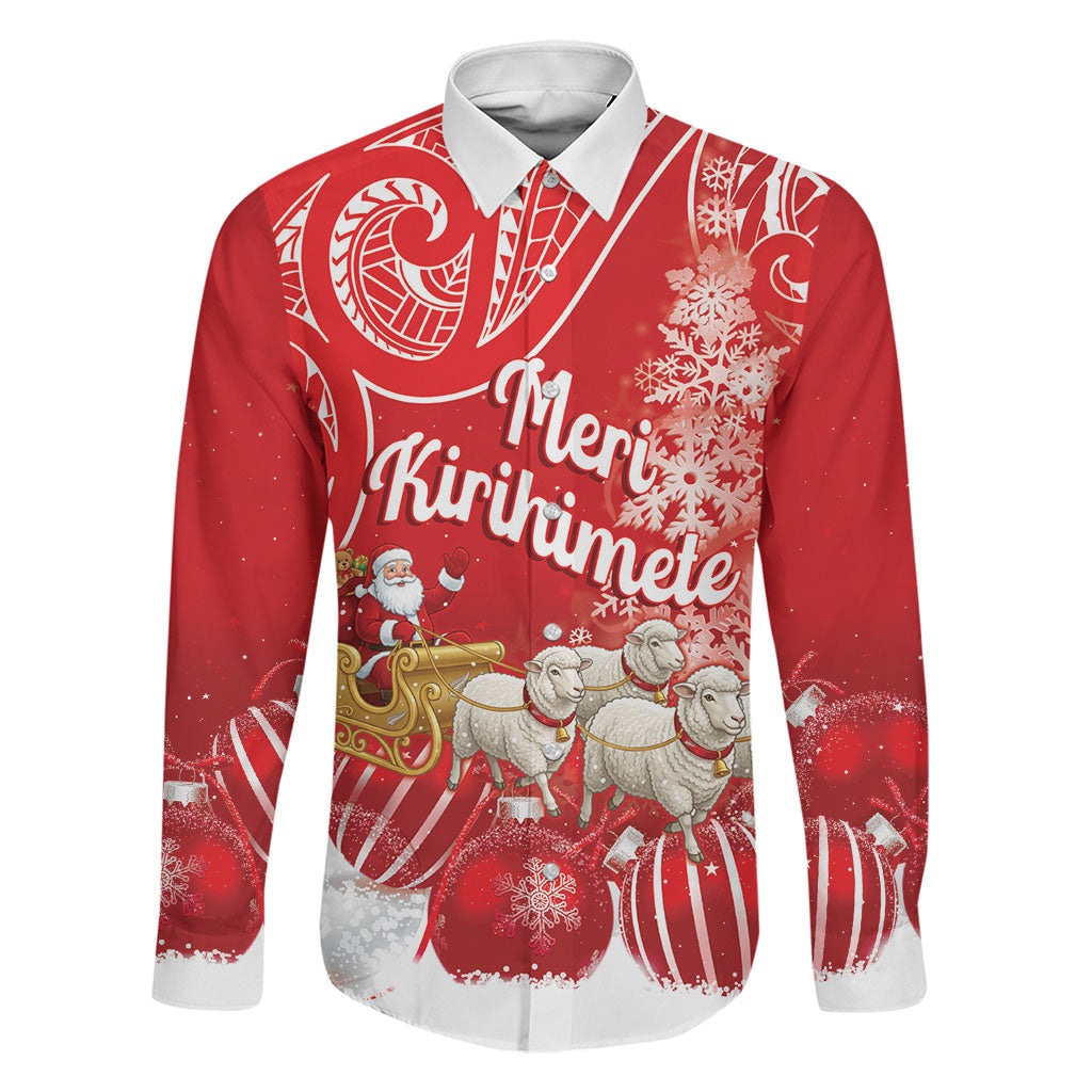 New Zealand Christmas In July Personalised Family Matching Tank Maxi Dress and Hawaiian Shirt Funny Santa Sheep Meri Kirihimete Red