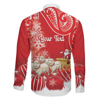 New Zealand Christmas In July Personalised Family Matching Tank Maxi Dress and Hawaiian Shirt Funny Santa Sheep Meri Kirihimete Red