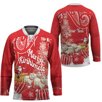 New Zealand Christmas In July Personalised Hockey Jersey Funny Santa Sheep Meri Kirihimete Red