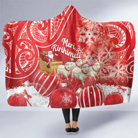 New Zealand Christmas In July Hooded Blanket Funny Santa Sheep Meri Kirihimete Red