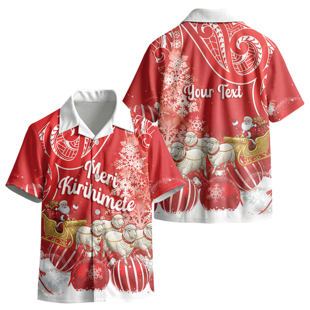 New Zealand Christmas In July Personalised Kid Hawaiian Shirt Funny Santa Sheep Meri Kirihimete Red LT14 - Polynesian Pride