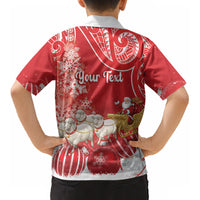 New Zealand Christmas In July Personalised Kid Hawaiian Shirt Funny Santa Sheep Meri Kirihimete Red LT14 - Polynesian Pride