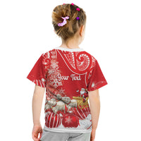 New Zealand Christmas In July Personalised Kid T Shirt Funny Santa Sheep Meri Kirihimete Red