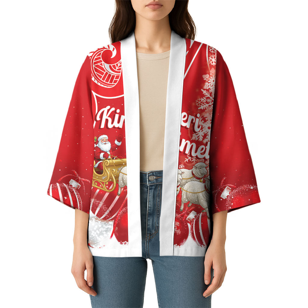 New Zealand Christmas In July Personalised Kimono Funny Santa Sheep Meri Kirihimete Red