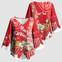 New Zealand Christmas In July Personalised Kimono Sleeve Blouse Funny Santa Sheep Meri Kirihimete Red