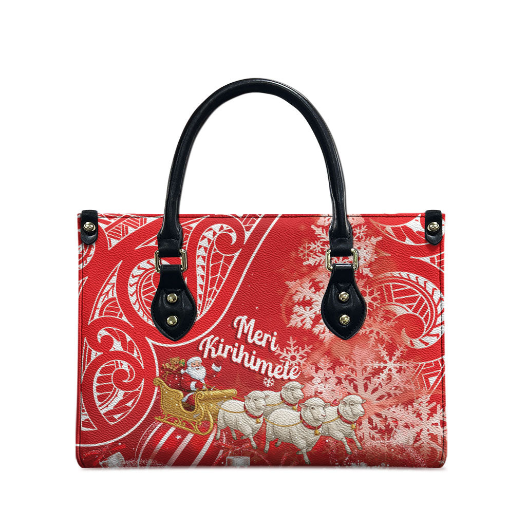 New Zealand Christmas In July Leather Bag Funny Santa Sheep Meri Kirihimete Red