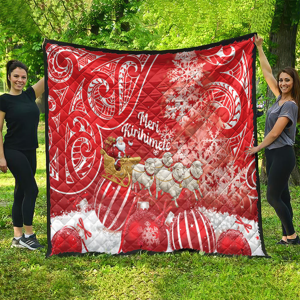 New Zealand Christmas In July Quilt Funny Santa Sheep Meri Kirihimete Red