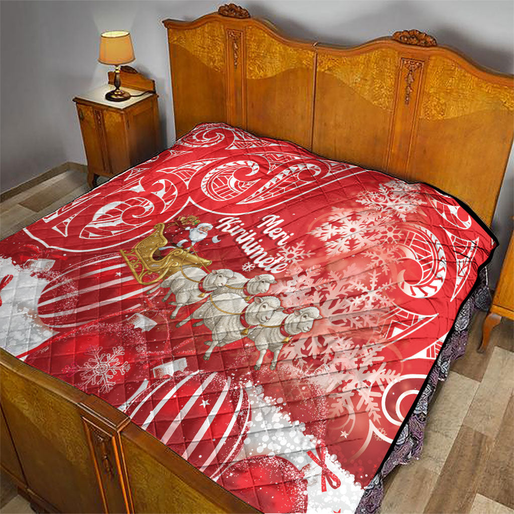 New Zealand Christmas In July Quilt Funny Santa Sheep Meri Kirihimete Red
