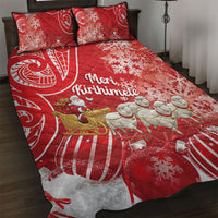New Zealand Christmas In July Quilt Bed Set Funny Santa Sheep Meri Kirihimete Red