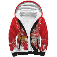 New Zealand Christmas In July Personalised Sherpa Hoodie Funny Santa Sheep Meri Kirihimete Red