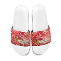 New Zealand Christmas In July Slide Sandals Funny Santa Sheep Meri Kirihimete Red