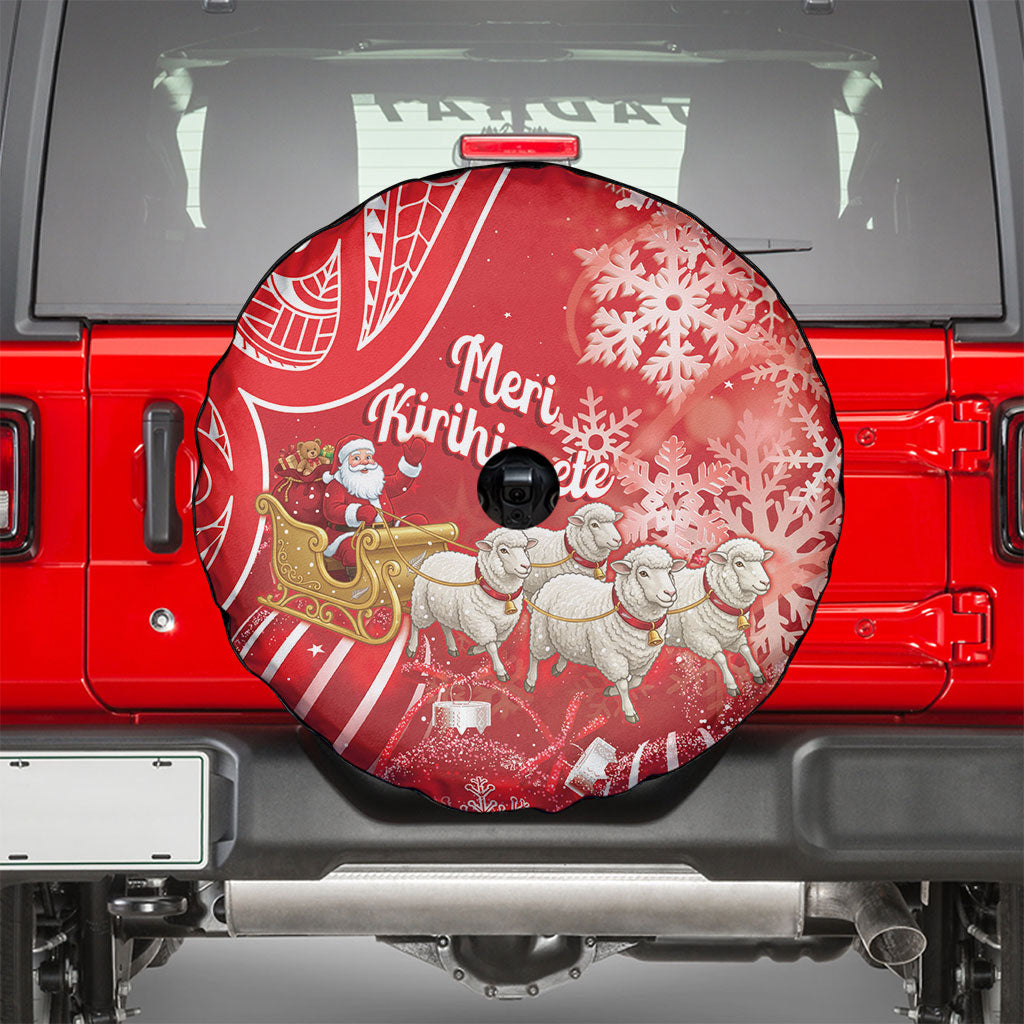 New Zealand Christmas In July Spare Tire Cover Funny Santa Sheep Meri Kirihimete Red