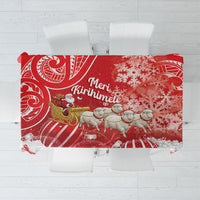 New Zealand Christmas In July Tablecloth Funny Santa Sheep Meri Kirihimete Red