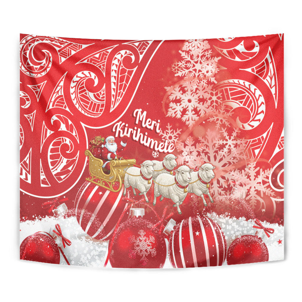 New Zealand Christmas In July Tapestry Funny Santa Sheep Meri Kirihimete Red