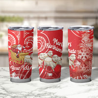 New Zealand Christmas In July Personalised Tumbler Cup Funny Santa Sheep Meri Kirihimete Red