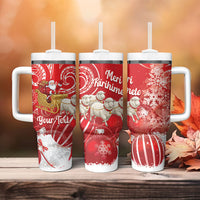 New Zealand Christmas In July Personalised Tumbler With Handle Funny Santa Sheep Meri Kirihimete Red
