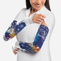 New Zealand Christmas In July Personalised Arm Sleeves Funny Santa Sheep Meri Kirihimete Blue