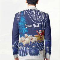 New Zealand Christmas In July Personalised Blazer Funny Santa Sheep Meri Kirihimete Blue