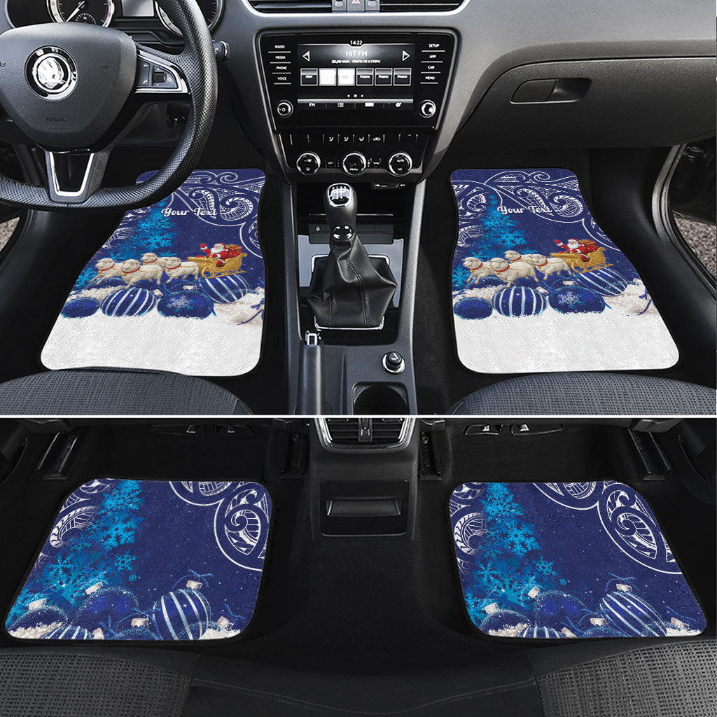 New Zealand Christmas In July Personalised Car Mats Funny Santa Sheep Meri Kirihimete Blue