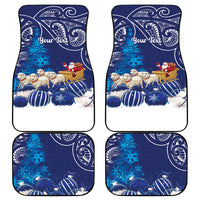 New Zealand Christmas In July Personalised Car Mats Funny Santa Sheep Meri Kirihimete Blue