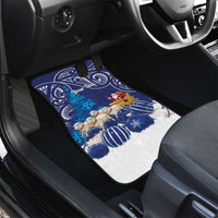 New Zealand Christmas In July Personalised Car Mats Funny Santa Sheep Meri Kirihimete Blue