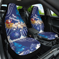 New Zealand Christmas In July Car Seat Cover Funny Santa Sheep Meri Kirihimete Blue