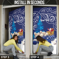 New Zealand Christmas In July Personalised Door Cover Funny Santa Sheep Meri Kirihimete Blue