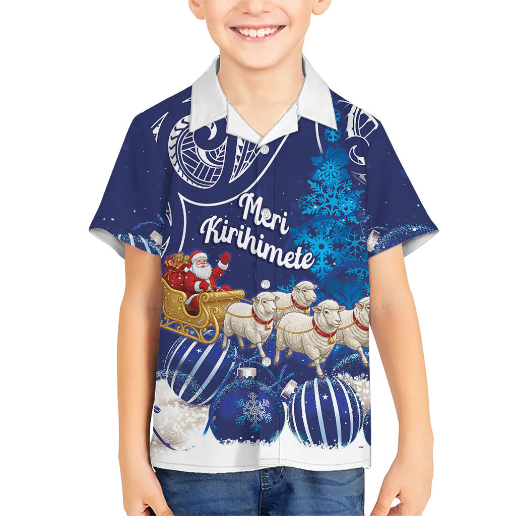 New Zealand Christmas In July Personalised Family Matching Mermaid Dress and Hawaiian Shirt Funny Santa Sheep Meri Kirihimete Blue