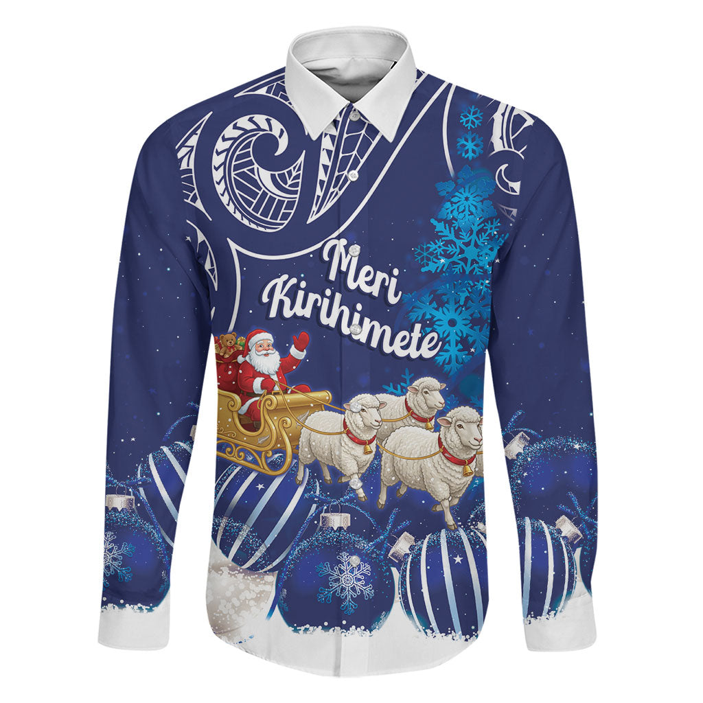 New Zealand Christmas In July Personalised Family Matching Short Sleeve Bodycon Dress and Hawaiian Shirt Funny Santa Sheep Meri Kirihimete Blue