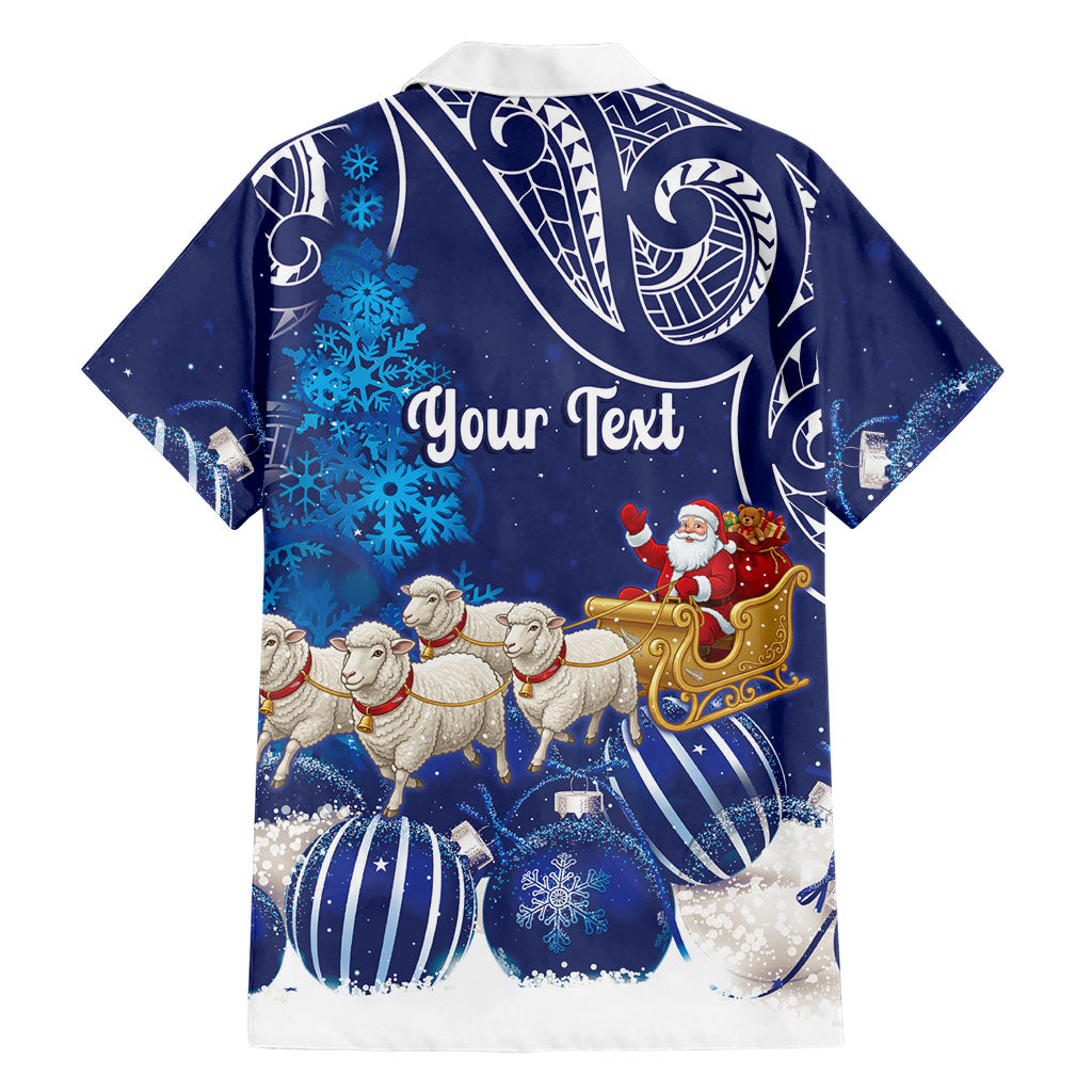 New Zealand Christmas In July Personalised Family Matching Summer Maxi Dress and Hawaiian Shirt Funny Santa Sheep Meri Kirihimete Blue