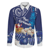 New Zealand Christmas In July Personalised Family Matching Tank Maxi Dress and Hawaiian Shirt Funny Santa Sheep Meri Kirihimete Blue
