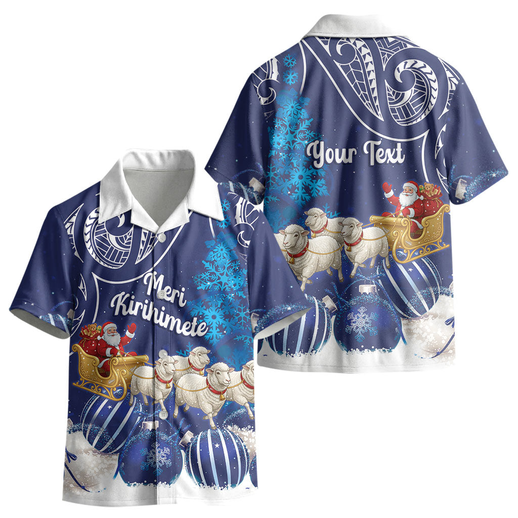 New Zealand Christmas In July Personalised Kid Hawaiian Shirt Funny Santa Sheep Meri Kirihimete Blue LT14 - Polynesian Pride