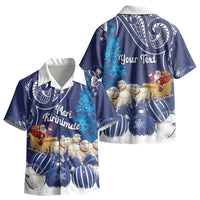 New Zealand Christmas In July Personalised Kid Hawaiian Shirt Funny Santa Sheep Meri Kirihimete Blue LT14 - Polynesian Pride