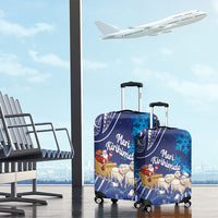 New Zealand Christmas In July Luggage Cover Funny Santa Sheep Meri Kirihimete Blue
