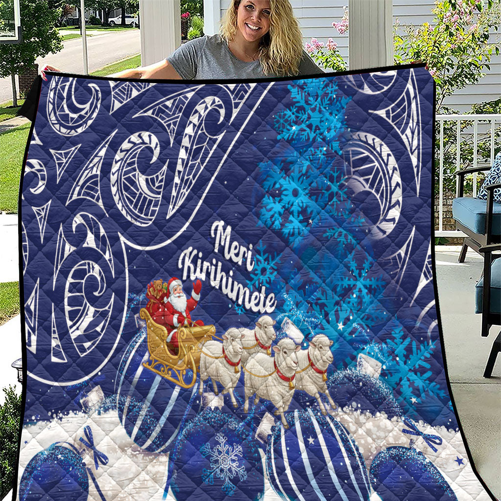 New Zealand Christmas In July Quilt Funny Santa Sheep Meri Kirihimete Blue LT14 Blue - Polynesian Pride